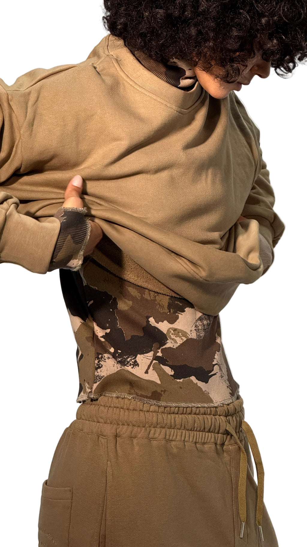 CAMOUFLAGE HIGH NECK LONG SLEEVE TOP