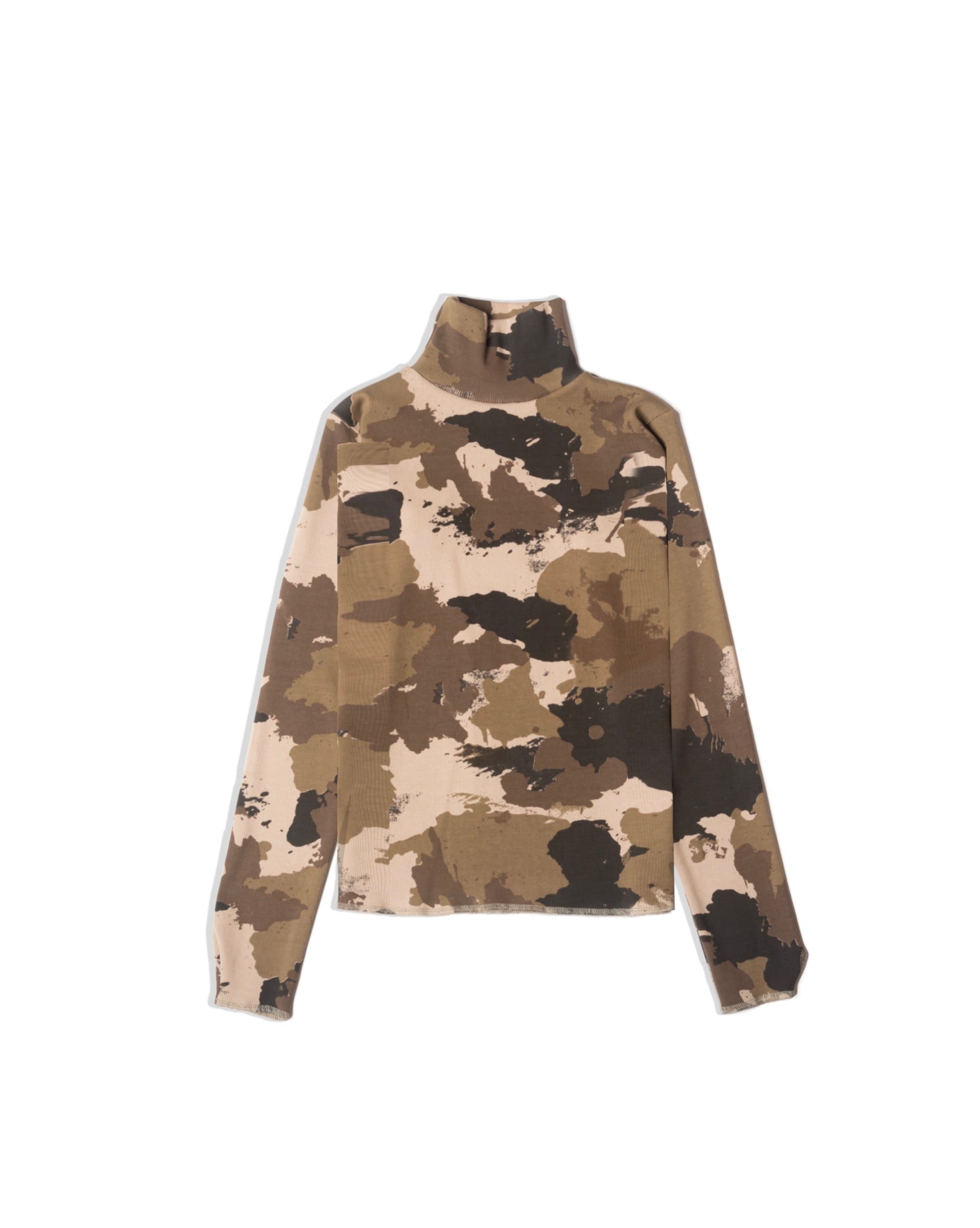 CAMOUFLAGE HIGH NECK LONG SLEEVE TOP